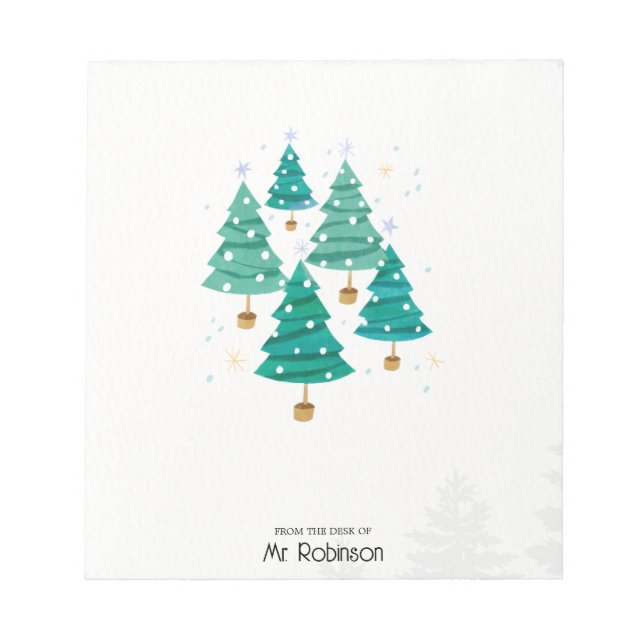 Pure Watercolor Christmas Trees Teacher Notepad (Front)