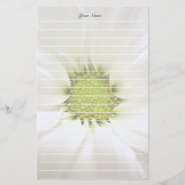 pure white daisy flower stationery (Front)
