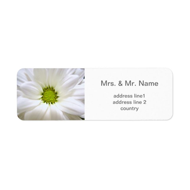 pure white daisy flower wedding return address label (Front)
