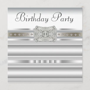 Pure White Diamond Womans Birthday Party Invitation