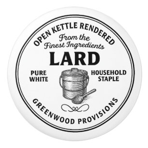 Pure White Lard Vintage Typography Ceramic Knob