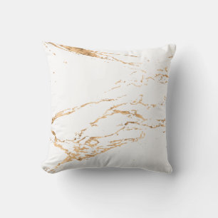 Pure White Modern Marble Gold Foil Gemstone Cushion