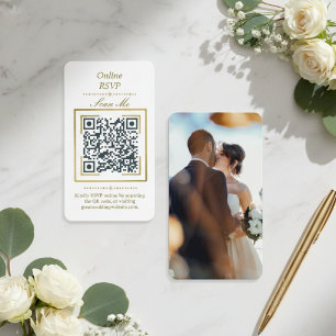  Pure White   Photo Online RSVP QR Code Wedding  Enclosure Card