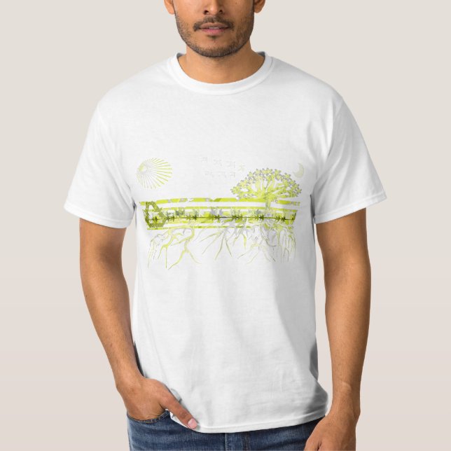 Pure White Roots On Green T-Shirt (Front)