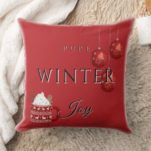 Pure Winter Joy w/ Cocoa and Christmas Ornaments Cushion
