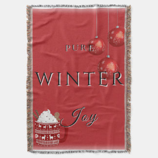 Pure Winter Joy w/ Cocoa and Christmas Ornaments Throw Blanket