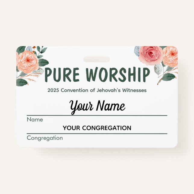 Pure Worship 2025 Convention | JW Name Badge ID Badge (Front)