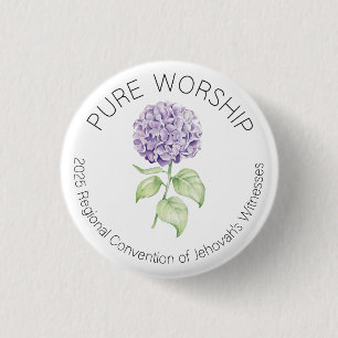 Pure Worship 2025 Round Convention Pin w Hydrangea