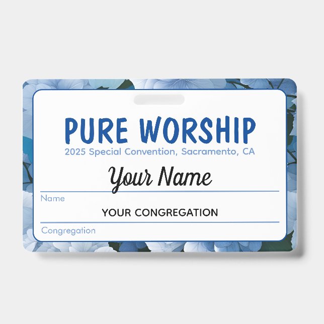 Pure Worship 2025 Special Convention | JW Name  ID Badge (Front)