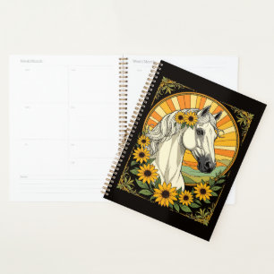 Purebred Horse And Black Eyed Susan Flowers Planner