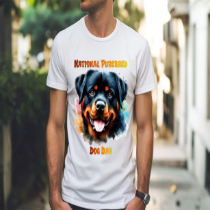 Purebred Rottweiler Dog Poses for National Day T-Shirt