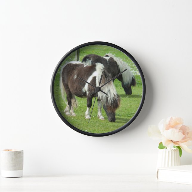 Purebred Shetland Paint Ponies Clock (Home)