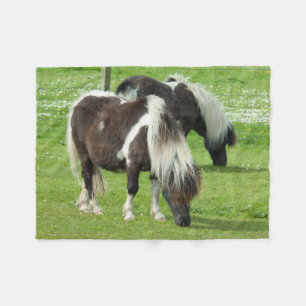Purebred Shetland Paint Ponies Fleece Blanket