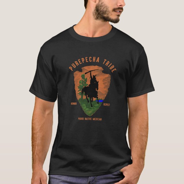 Purepecha Tribe Native Mexican Indian Proud Retro T-Shirt (Front)