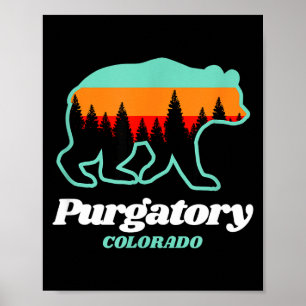Purgatory colorado skiing snowboarding bear poster