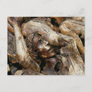 Purgatory- Man Carved into Tree Roots Postcard