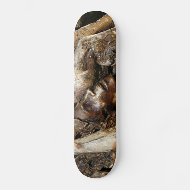 Purgatory- Man Carved into Tree Roots Skateboard (Front)
