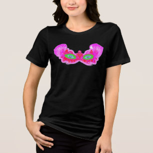 Purim פּוּרִים Esther's mask glitter heart crown Tri-Blend Shirt