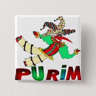 Purim 15 Cm Square Badge