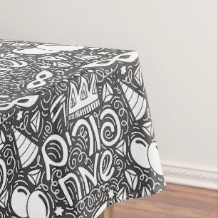 Purim Black and White Tablecloth