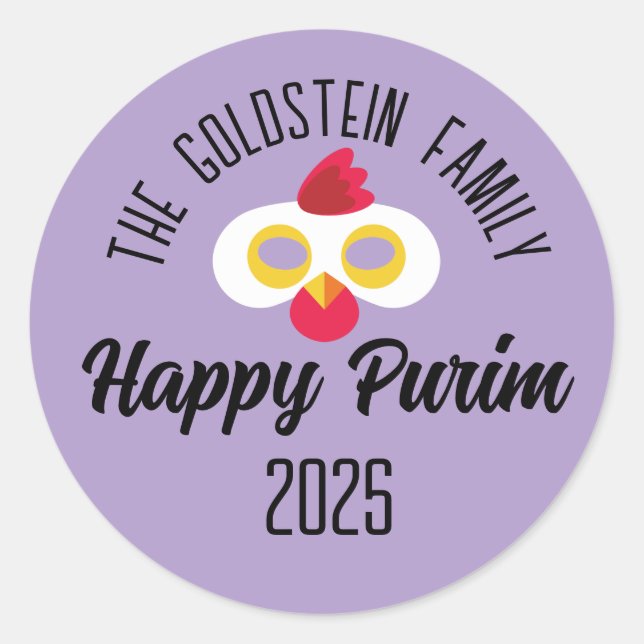 Purim chicken mask masquerade costume classic round sticker (Front)