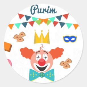 purim classic round sticker