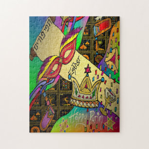 Purim Esther Celebration Dark Art Print Jigsaw Puzzle