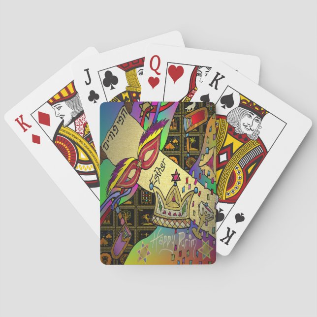 Purim Esther Celebration Dark Art Print Playing Cards (Back)