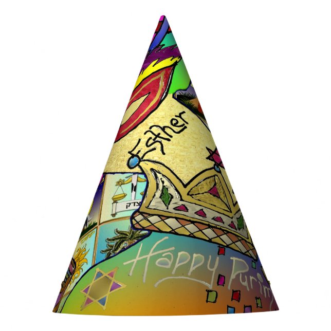 Purim Esther Celebration Light Art Print Party Hat (Front)