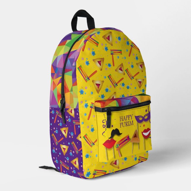 Purim Festival Jewish Holiday Gifts Hamantaschen Printed Backpack (Back Corner Left)