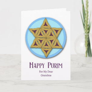 Purim for Grandma Hamantaschen Magen David Card