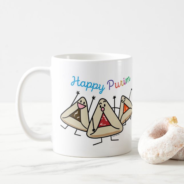 Purim hamantaschen pastry Sameach Oznei Haman Coffee Mug (With Donut)