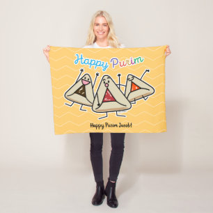 Purim hamantaschen pastry Sameach Oznei Haman Fleece Blanket