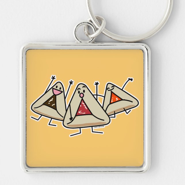 Purim hamantaschen pastry Sameach Oznei Haman Key Ring (Front)