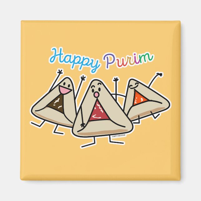 Purim hamantaschen pastry Sameach Oznei Haman Magnet (Front)