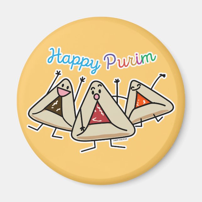 Purim hamantaschen pastry Sameach Oznei Haman Magnet (Front)