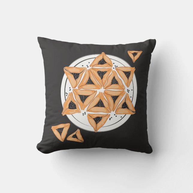 Purim Hamantash Hamantaschen Jewish Star  Cushion (Front)