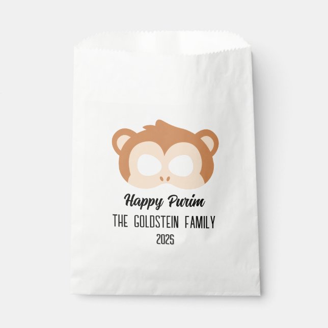 Purim monkey mask masquerade costume favour bag (Front)