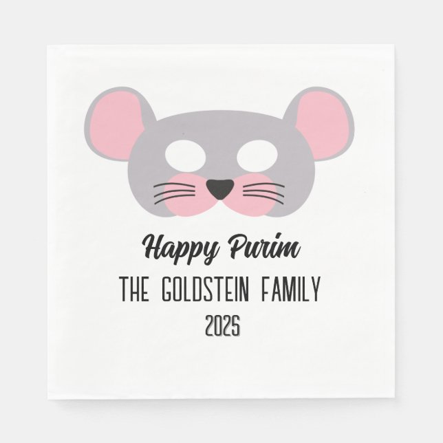 Purim mouse mask masquerade costume napkin (Front)