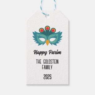 Purim owl mask masquerade costume Family Name Gift Tags