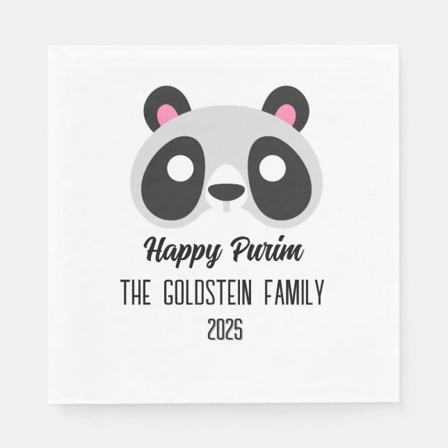Purim panda bear mask masquerade costume napkin (Front)