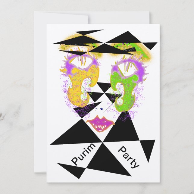 Purim Party Celebration Abstract Style Invitations (Front)