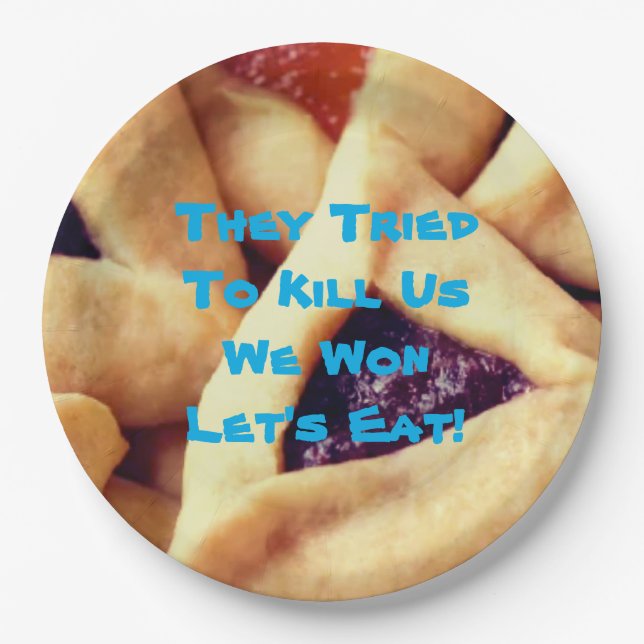 Purim Party Jewish Funny Saying  Paper Plate (Front)
