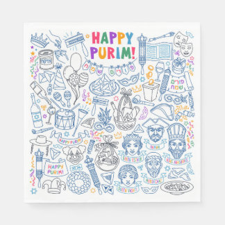 Purim Party Napkins - Festive Jewish Designs 