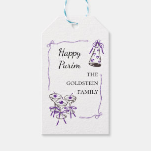 Purim Red Bows Part Hat Drinks Mishloach Manot  Gift Tags