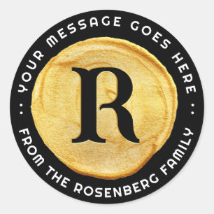 Purim Royal Gold Seal Monogram on Black