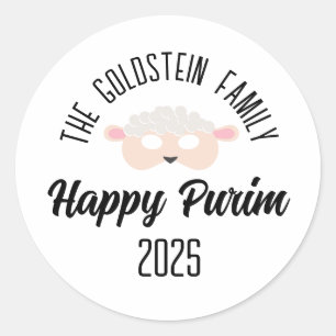 Purim sheep mask masquerade costume classic round sticker