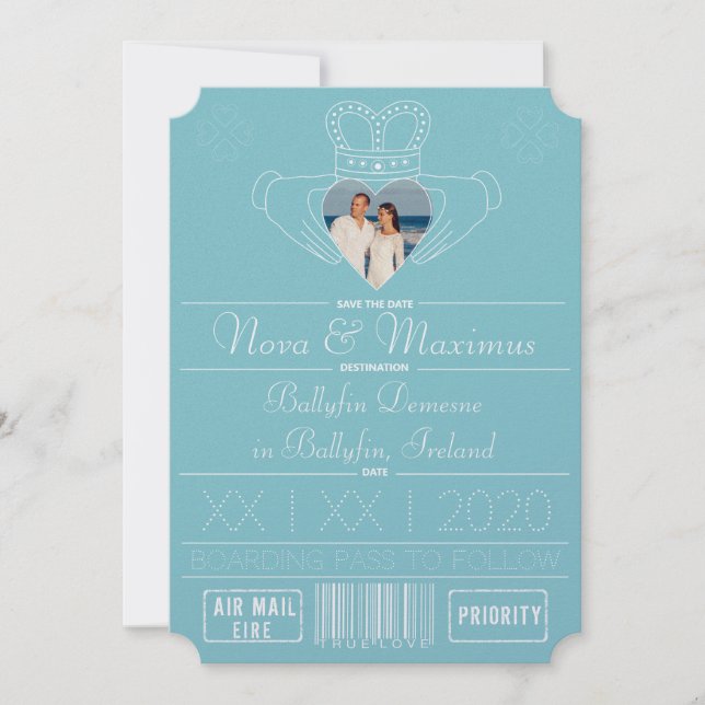 Purist Blue Save the Date Claddagh Photo Frame (Front)