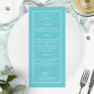 Purist Blue Simple Elegant 4x9 Wedding Menu