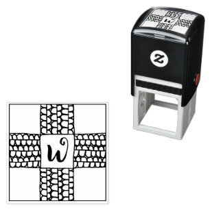 PURL KNIT CHECK 1.5" Self Inking Stamp + Initial